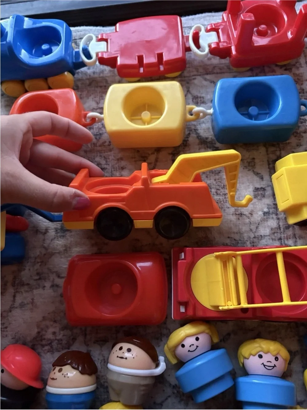 Vintage Little Tikes Play Toys Set Helicopter, Gas Truck, Trains, Tow Trucks